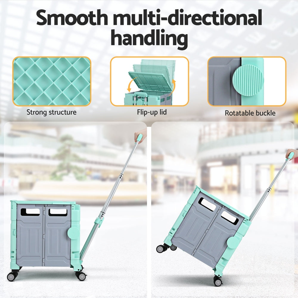 Emajin 75L Foldable Shopping Trolley Cart Green