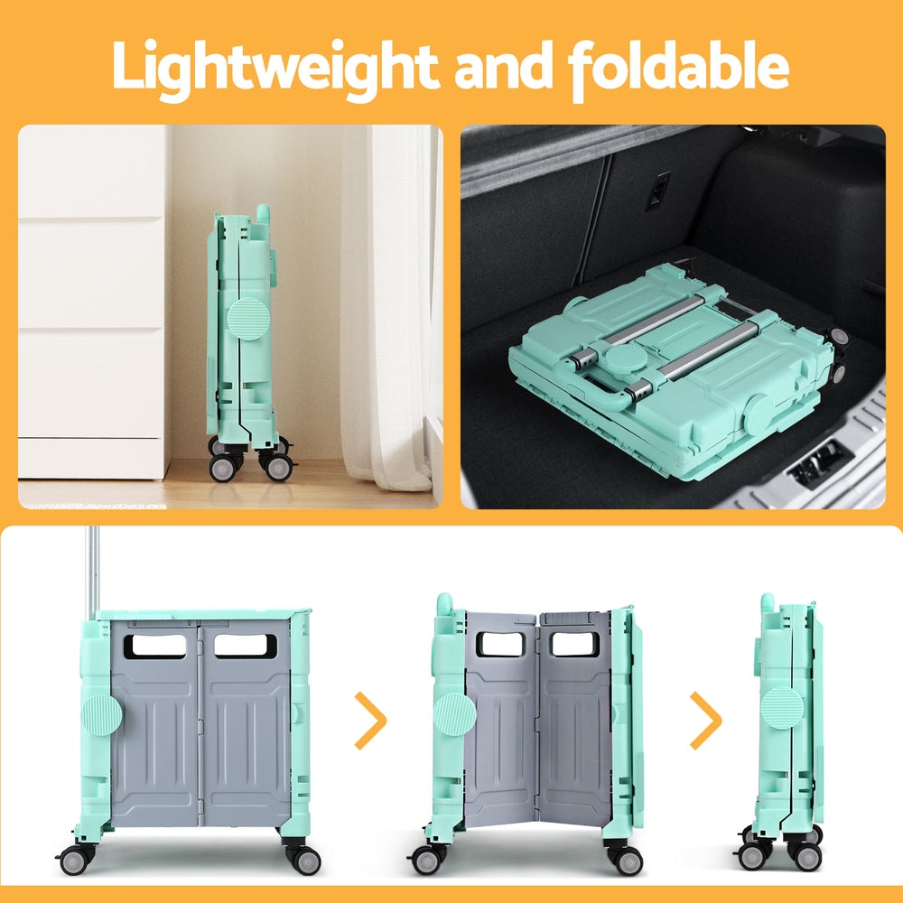 Emajin 75L Foldable Shopping Trolley Cart Green