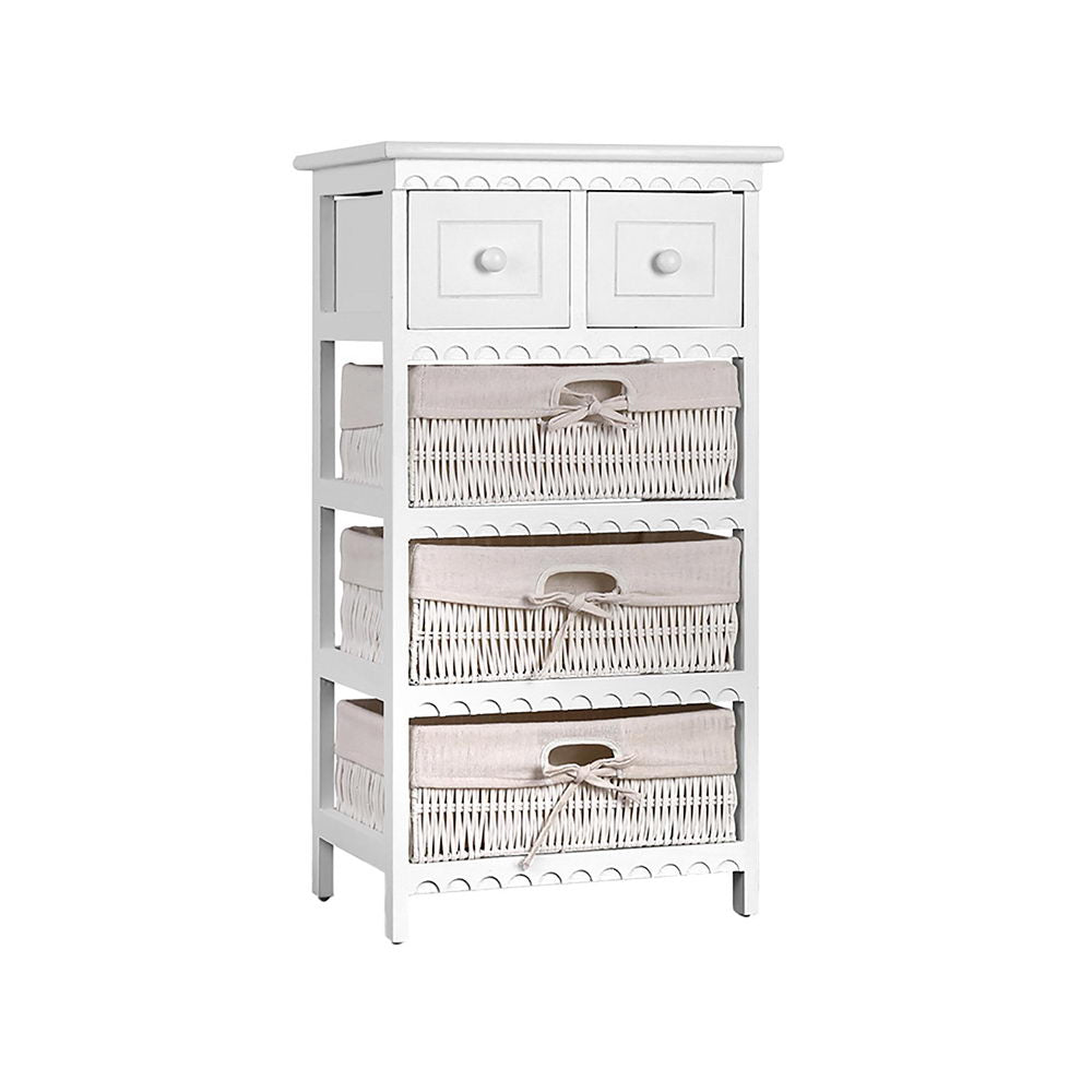 Eliot 2-Drawer Cabinet with 3 Baskets White