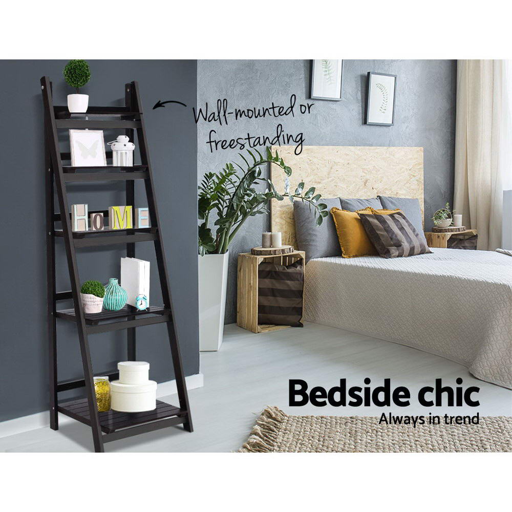 ZANE 5-Tier Corner Bookshelf Coffee