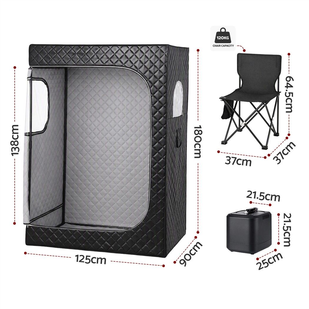 Devanti Portable Steam Sauna Tent 2 Person 1000W 3L Steamer Home SPA 60Min Timer