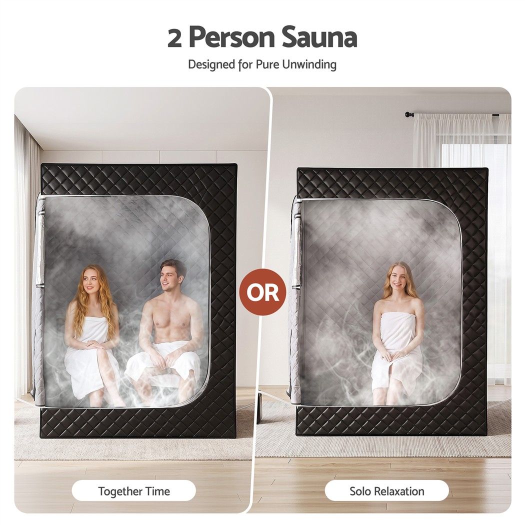 Devanti Portable Steam Sauna Tent 2 Person 1000W 3L Steamer Home SPA 60Min Timer