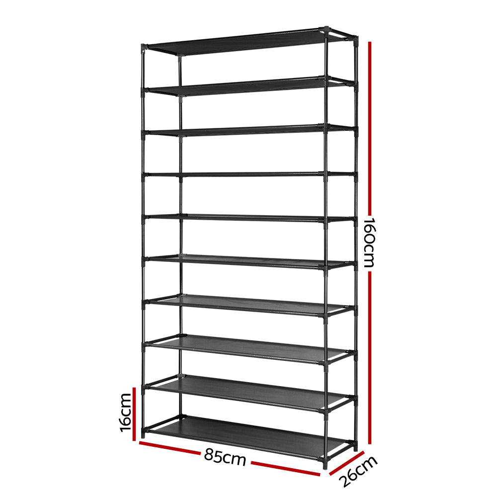 Artiss 10-Tier Shoe Rack Cabinet Stackable 50 Pairs Black