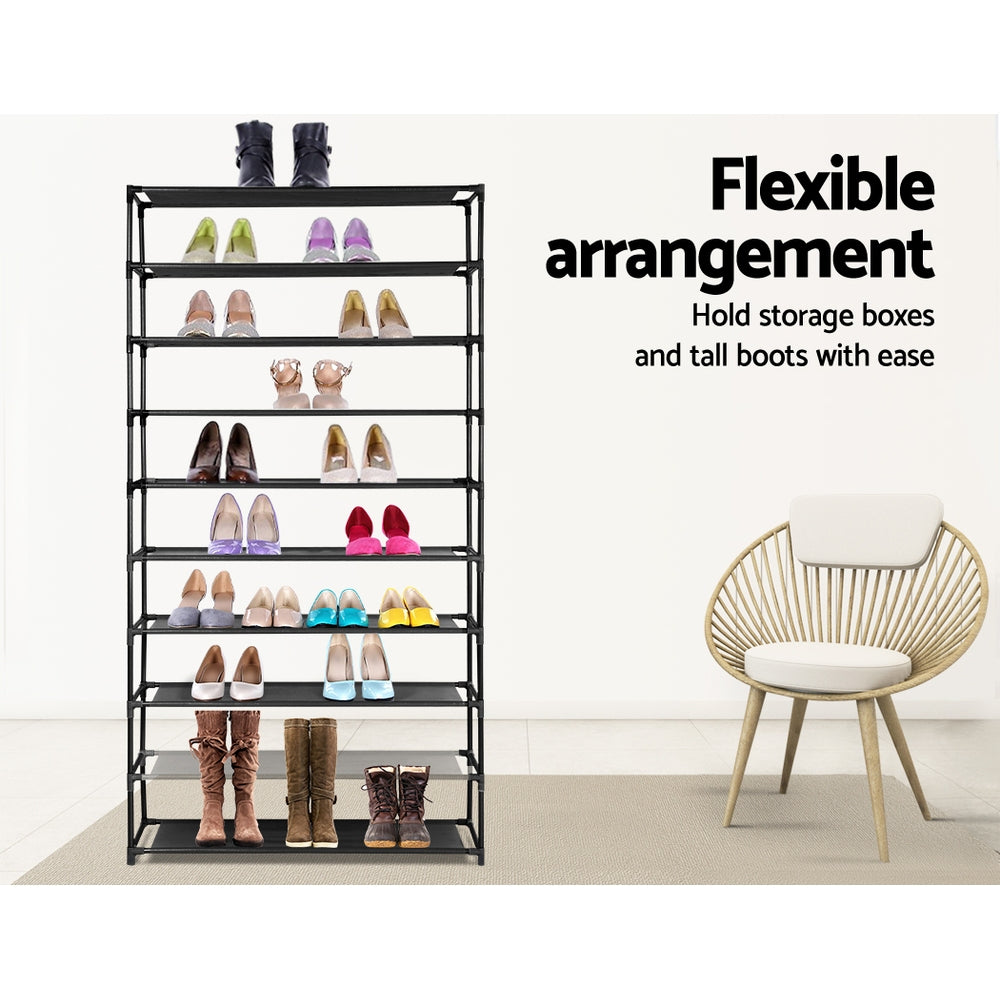 Artiss 10-Tier Shoe Rack Cabinet Stackable 50 Pairs Black