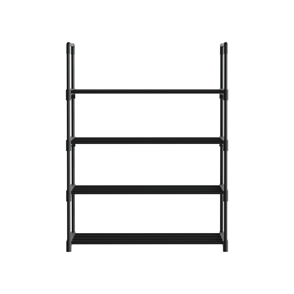 Artiss 4-Tier Shoe Rack Cabinet Stackable 12 Pairs Black