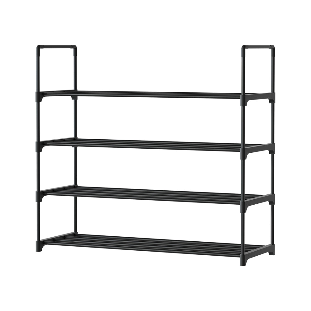 Artiss 4-Tier Shoe Rack Stackable Black 16 Pairs