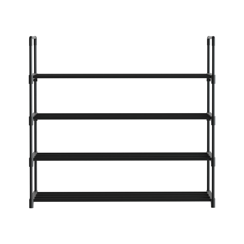 Artiss 4-Tier Shoe Rack Stackable Black 16 Pairs