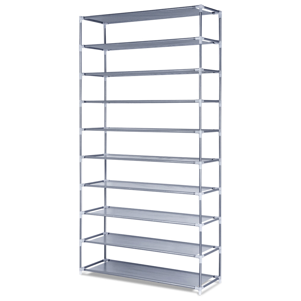 Stackable 10-Tier Shoe Rack Cabinet Grey