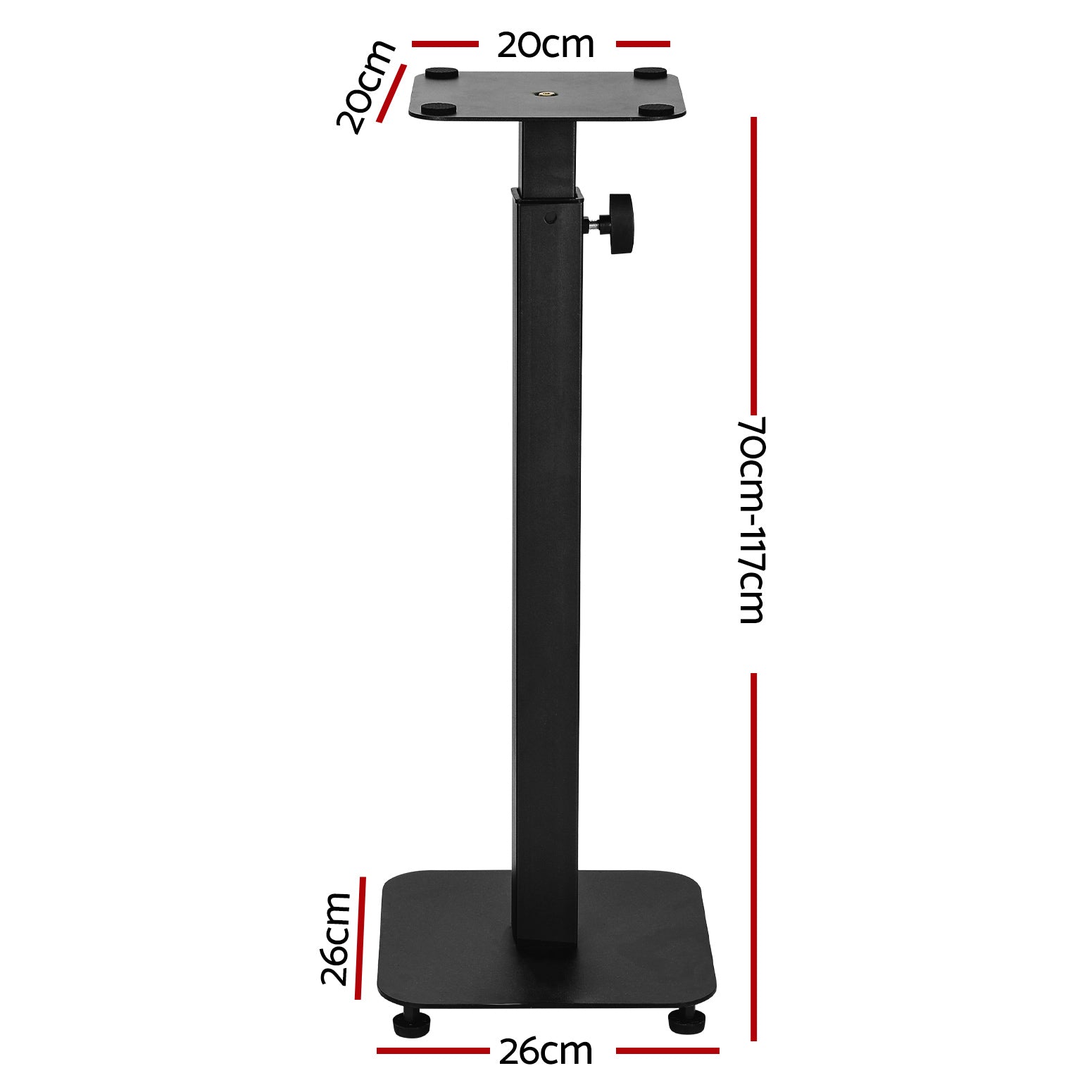 Alpha 70-117cm Adjustable Speaker Stands 2pcs Black