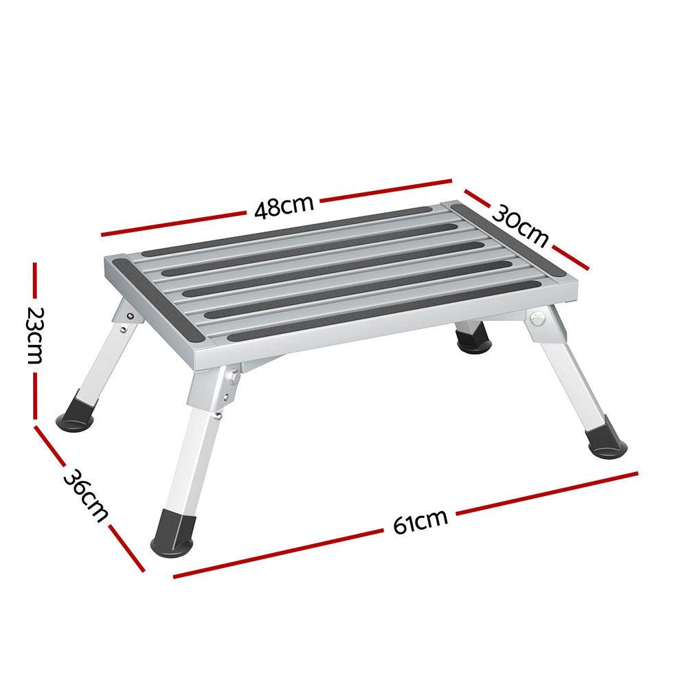 Weisshorn Aluminium Folding Caravan Step Ladder Stool Silver