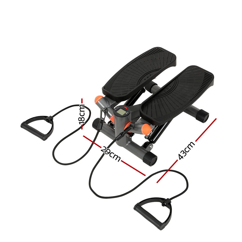 Everfit Mini Stepper 150KG Aerobic Trainer with Resistance Ropes Black/Grey/Orange