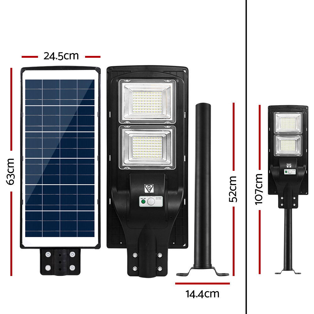 Leier 120W LED Solar Street Light Motion Sensor Remote Black (2 Pack)