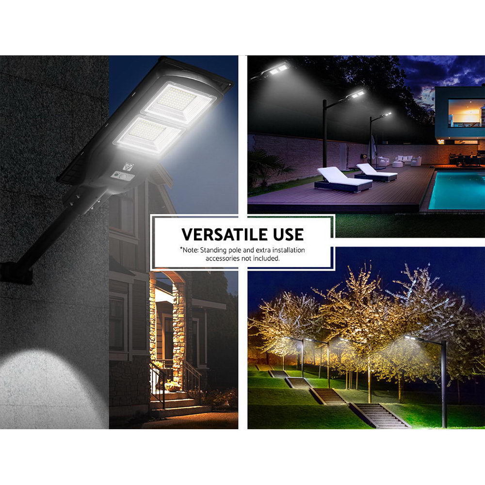 Leier 120W LED Solar Street Light Motion Sensor Remote Black (2 Pack)