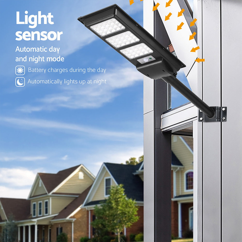 Leier 240 LED Solar Street Light Motion Sensor Remote Black
