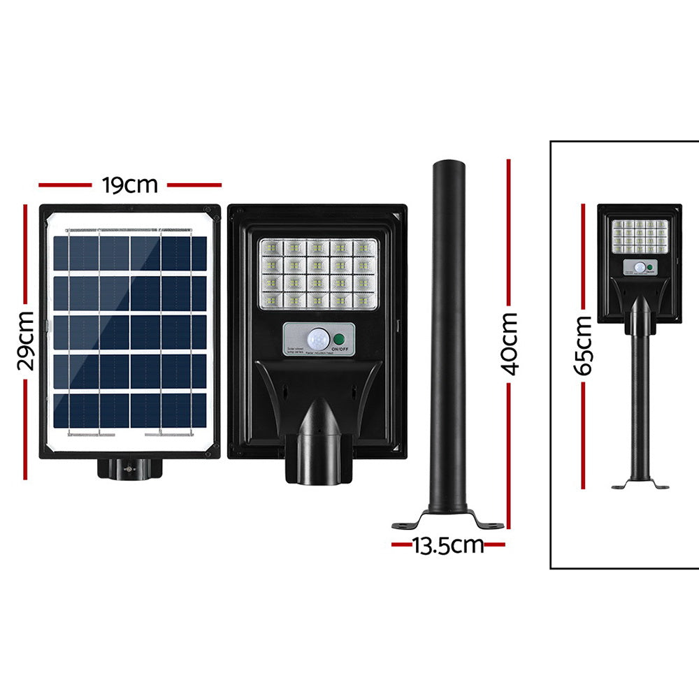 Leier 80 LED Solar Street Light Motion Sensor Remote Black