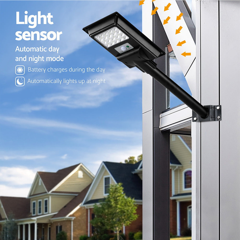 Leier 80 LED Solar Street Light Motion Sensor Remote Black