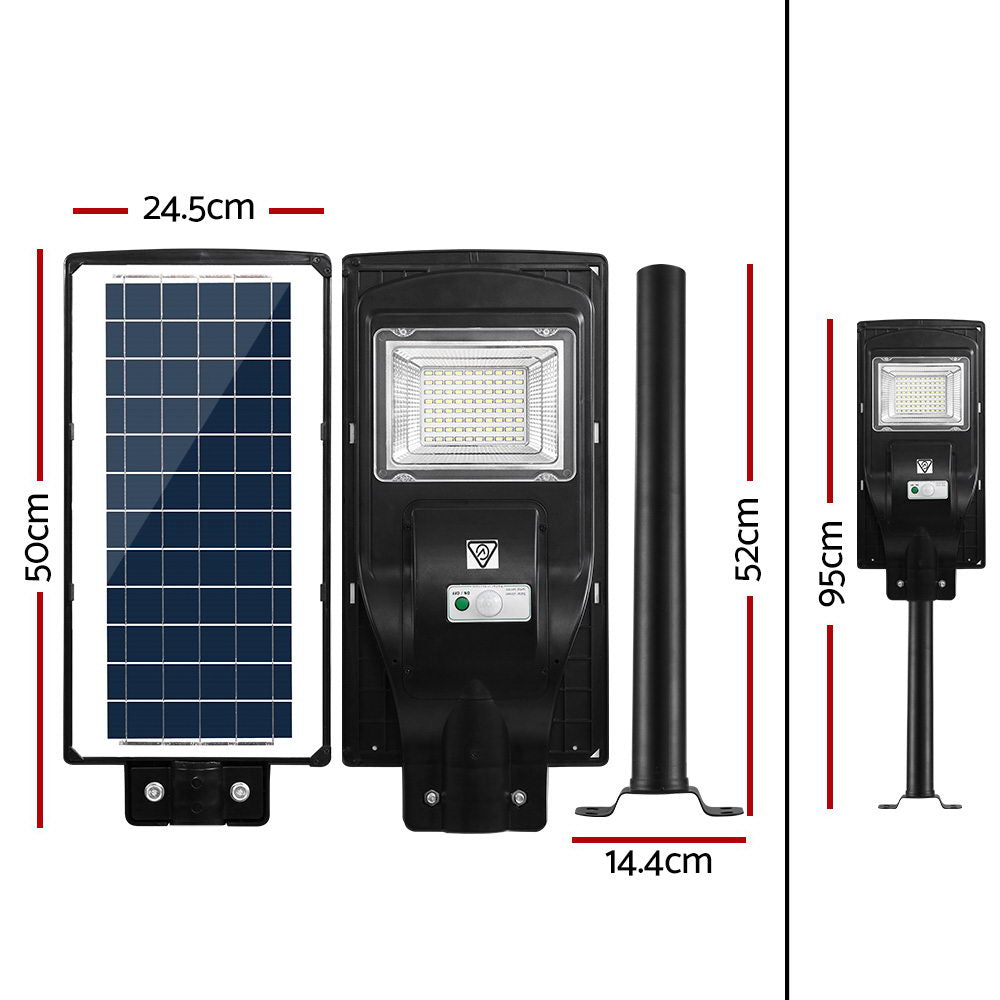 Leier 90W LED Solar Street Light Motion Sensor Remote Black