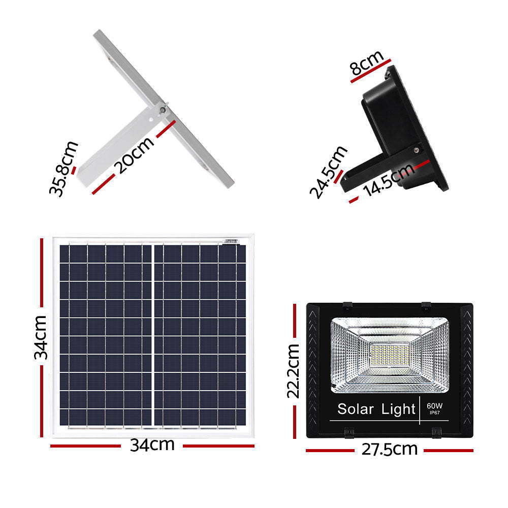 Leier 60W LED Solar Street Light Motion Sensor Remote Black
