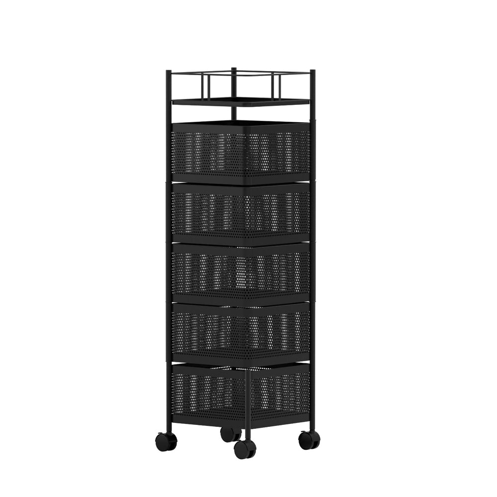 Artiss Storage Trolley Kitchen Cart 5 Tier Black