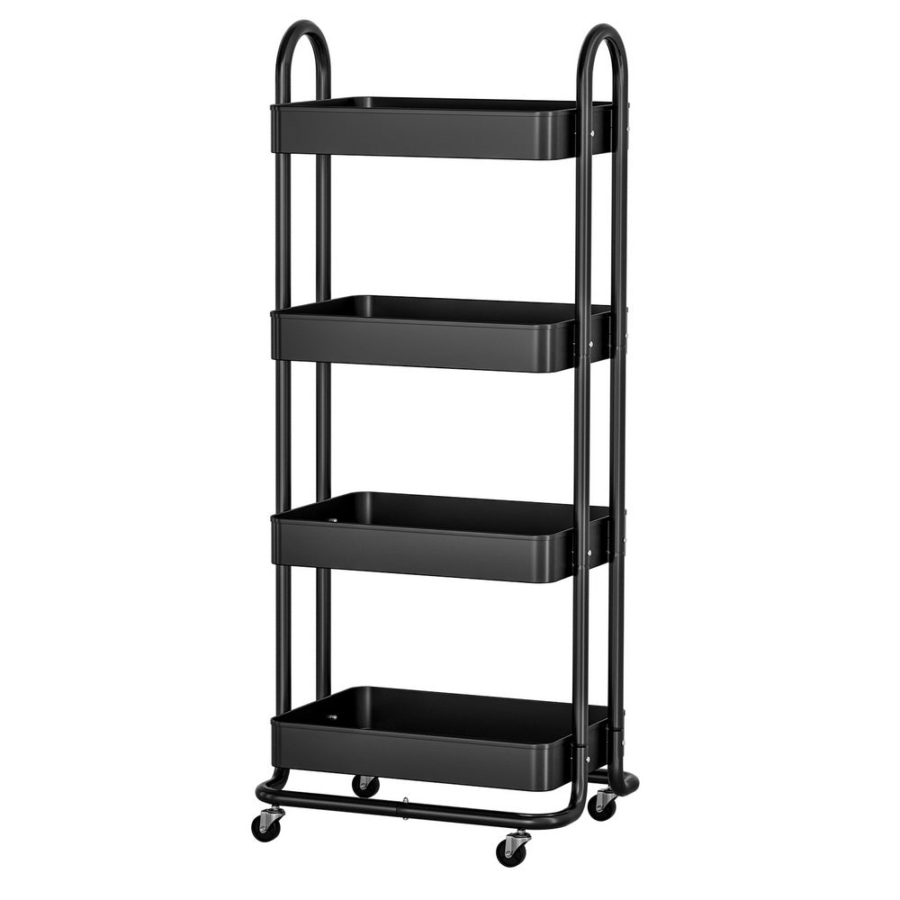 Artiss 4-Tier Kitchen Storage Trolley Cart Black