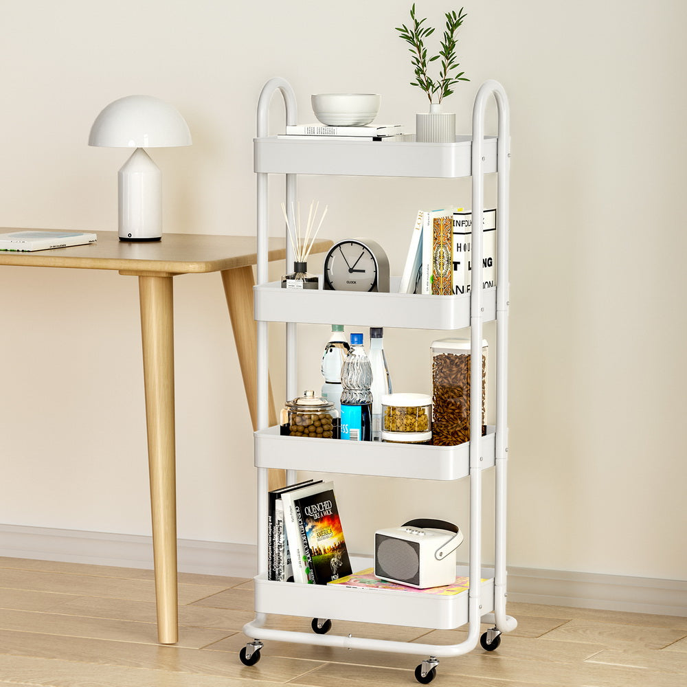 Artiss 4-Tier Kitchen Trolley Cart White