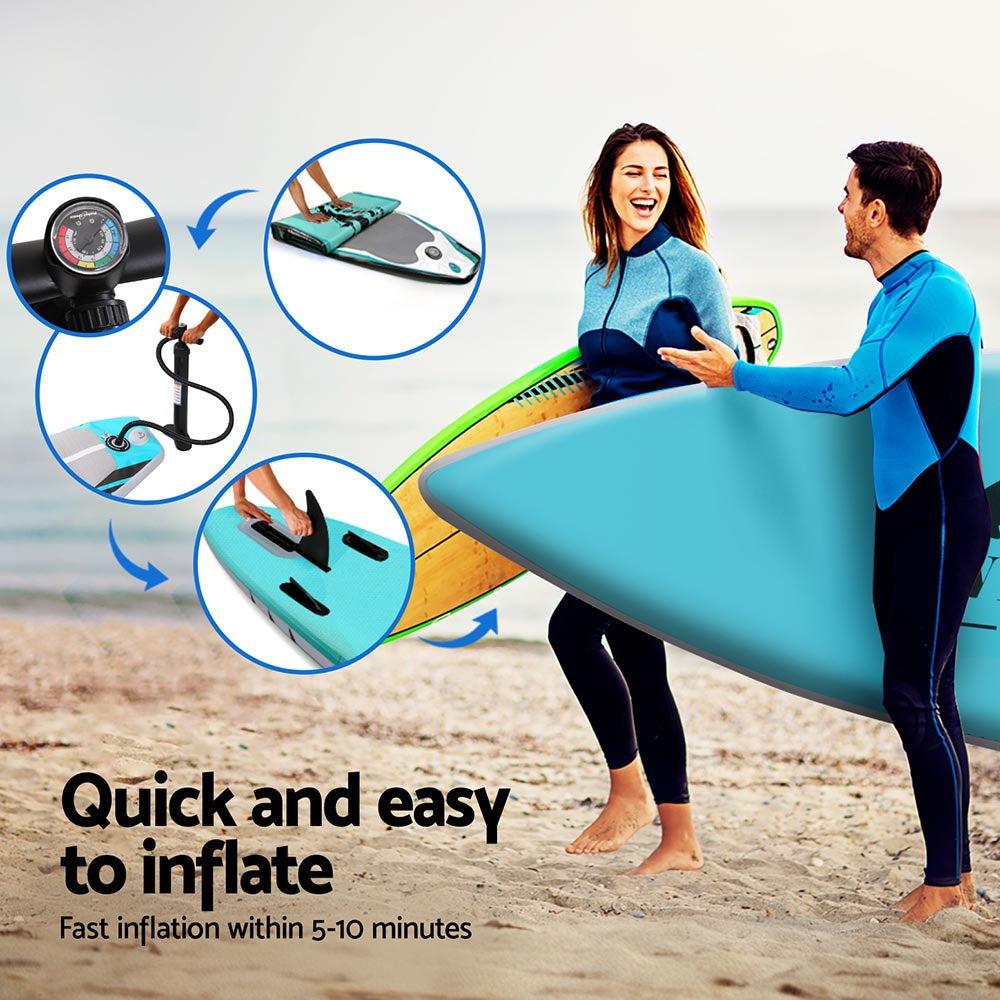 Weisshorn 10.5ft Inflatable SUP Paddleboard Kayak Surf Green