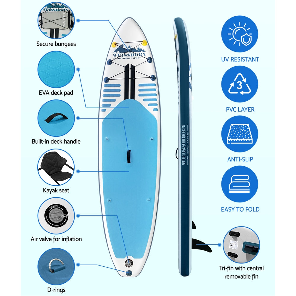 Weisshorn 10.6ft Inflatable Paddle Board Kayak Blue