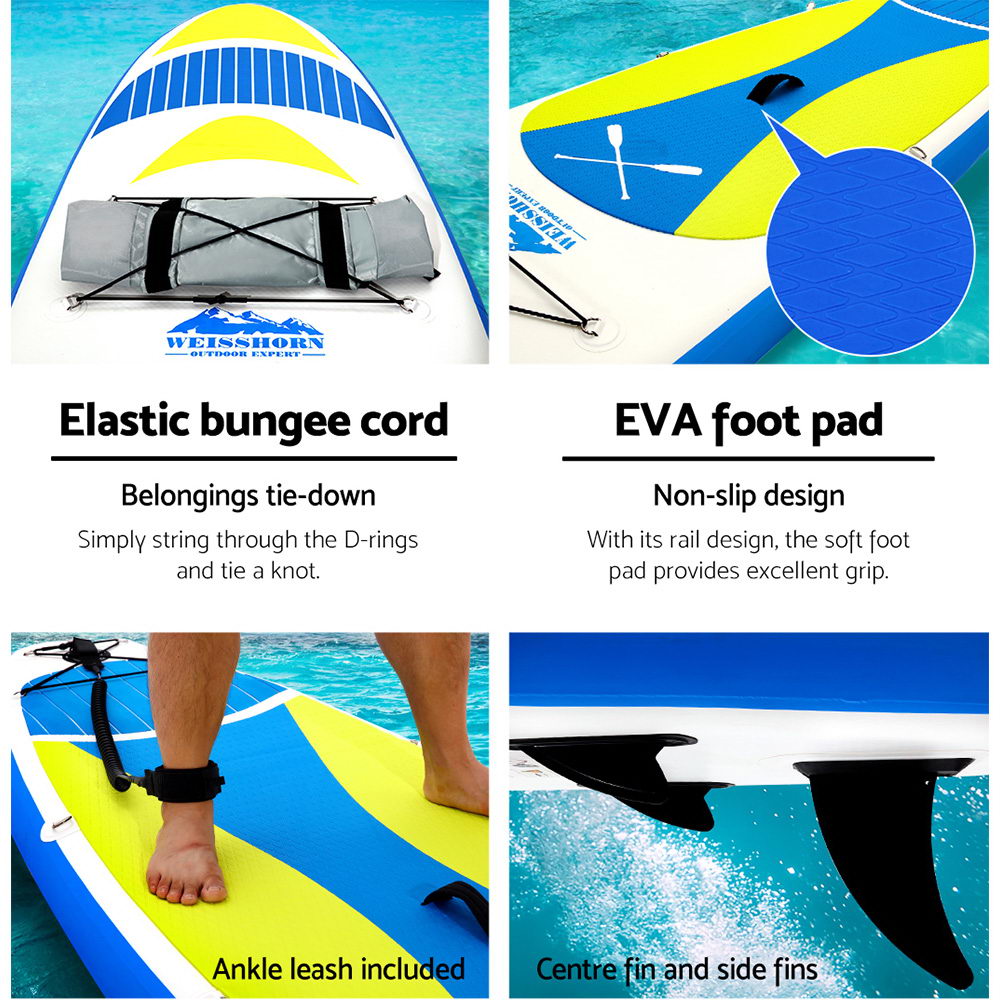 Weisshorn 11ft Inflatable Paddle Board SUP Kayak Yellow