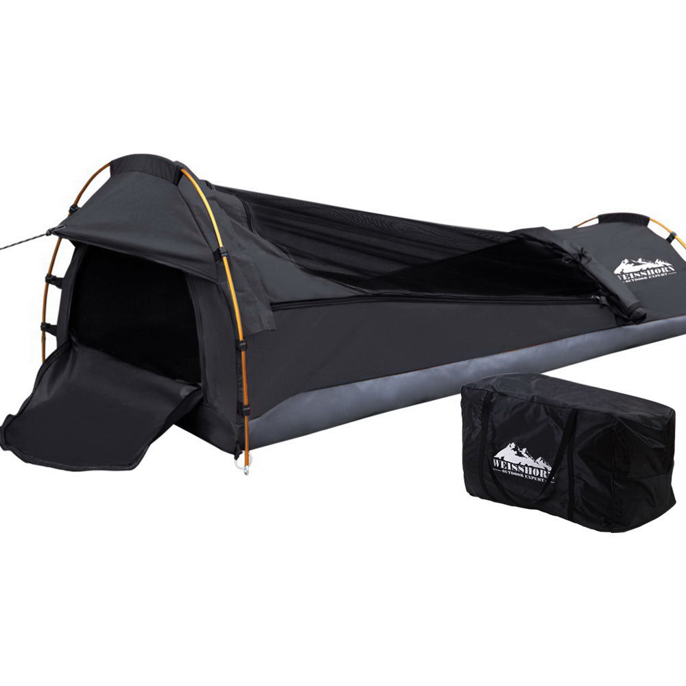 Weisshorn Single Biker Swag Tent Freestanding Ripstop Canvas Grey