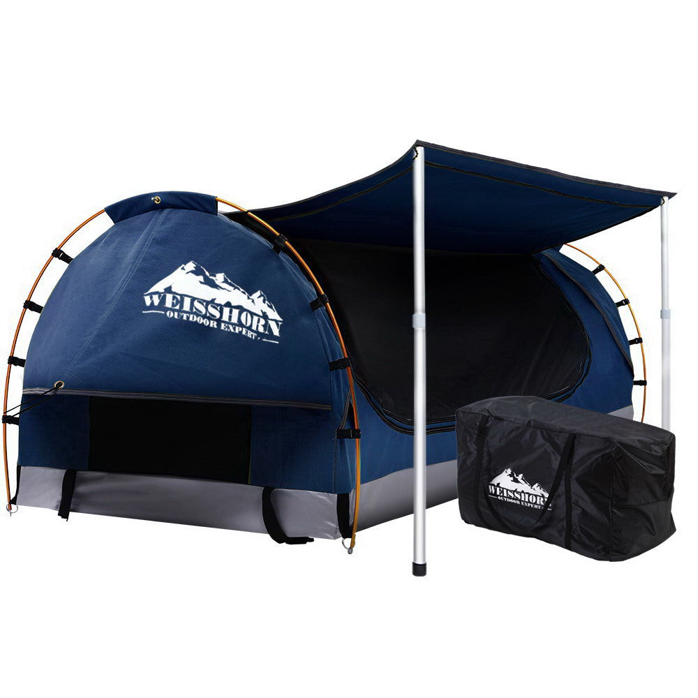 Weisshorn Double Swag Camping Canvas Dome Tent Dark Blue