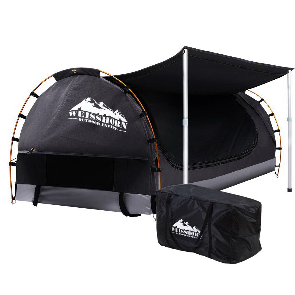 Weisshorn Double Swag Tent Canvas Free Standing Dark Grey