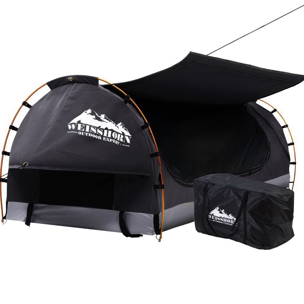 Weisshorn King Single Swag Free Standing Canvas Dome Tent Grey