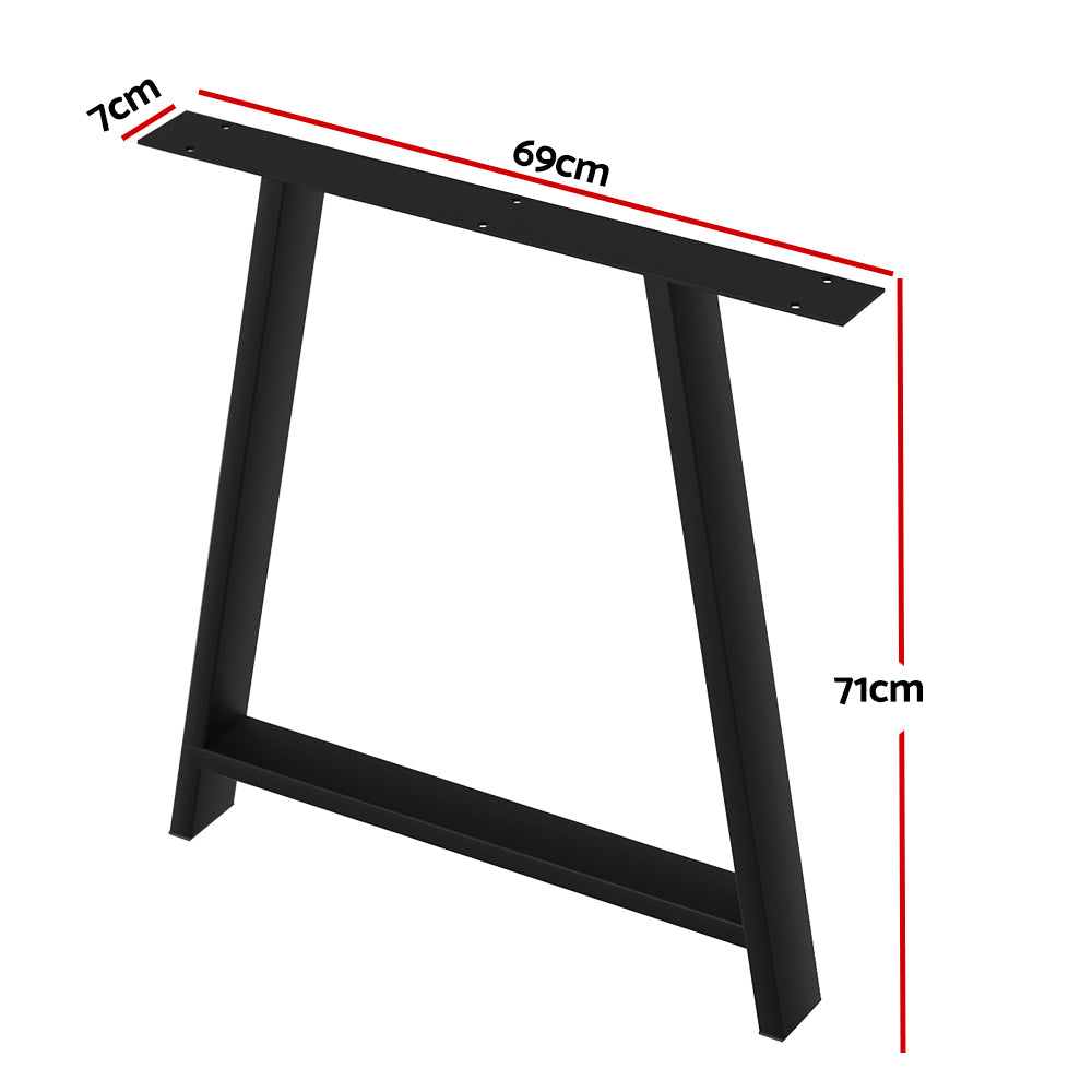 Artiss Trapezoid Metal Table Legs 72x50cm Black Powder-Coated