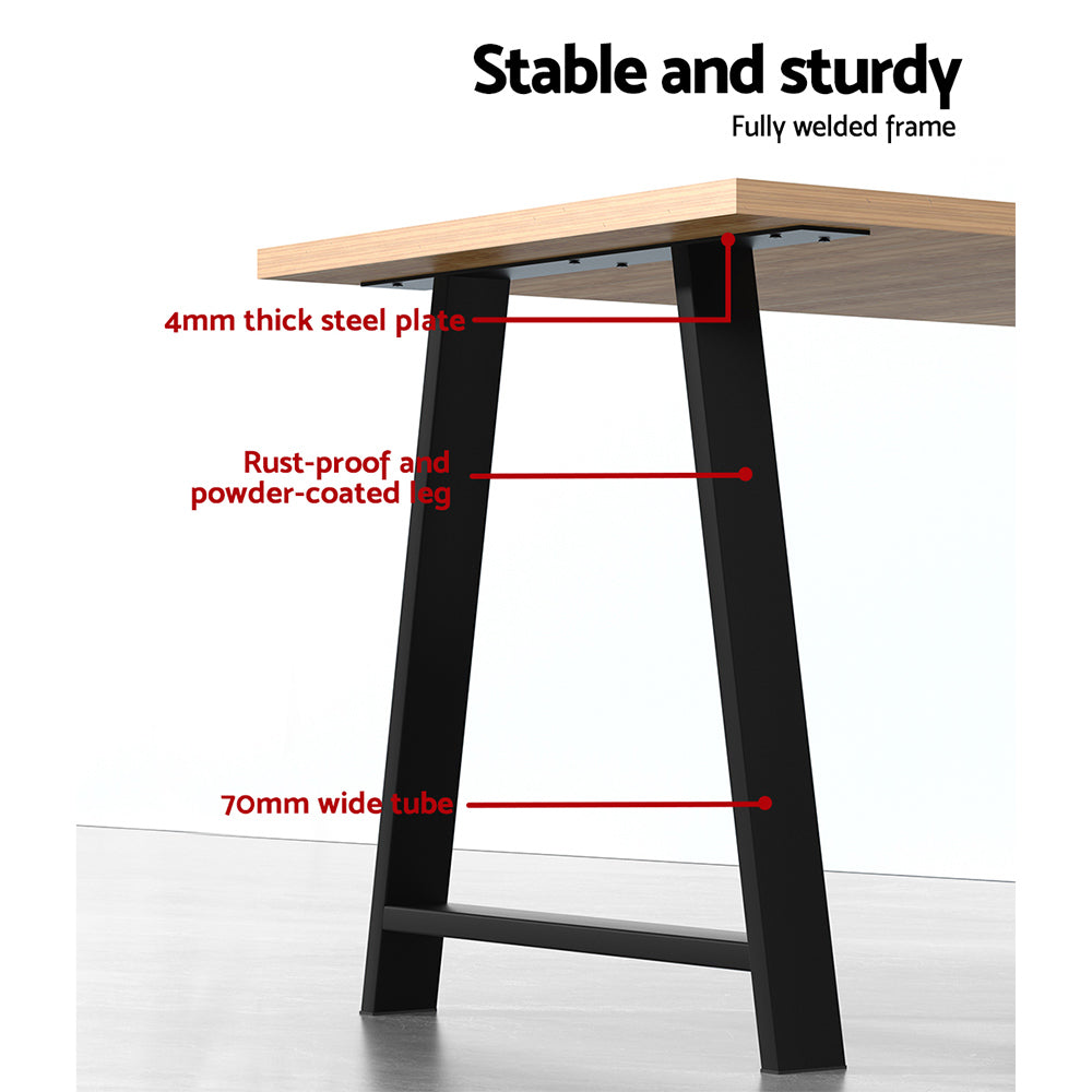 Artiss Trapezoid Metal Table Legs 72x50cm Black Powder-Coated