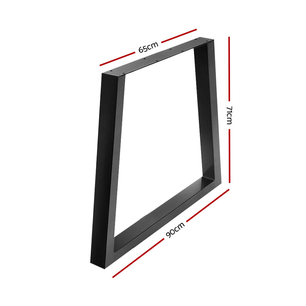 Artiss Trapezoid Metal Table Legs 65x90cm Set Black