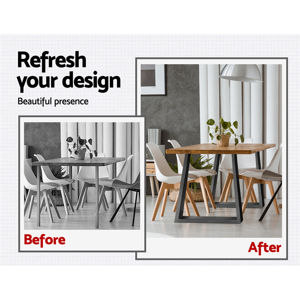 Artiss Trapezoid Metal Table Legs 65x90cm Set Black