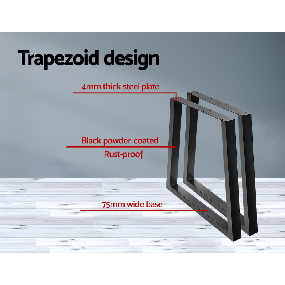 Artiss Trapezoid Metal Table Legs 65x90cm Set Black