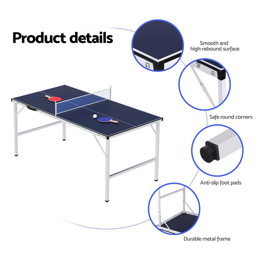 Everfit Portable Foldable Table Tennis Table Indoor Outdoor Blue