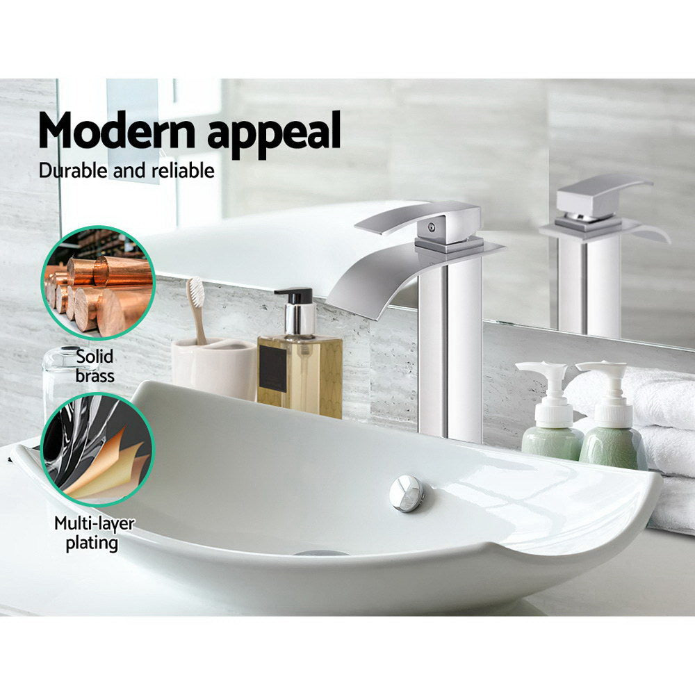 Cefito Tall Basin Mixer Tap Silver Chrome
