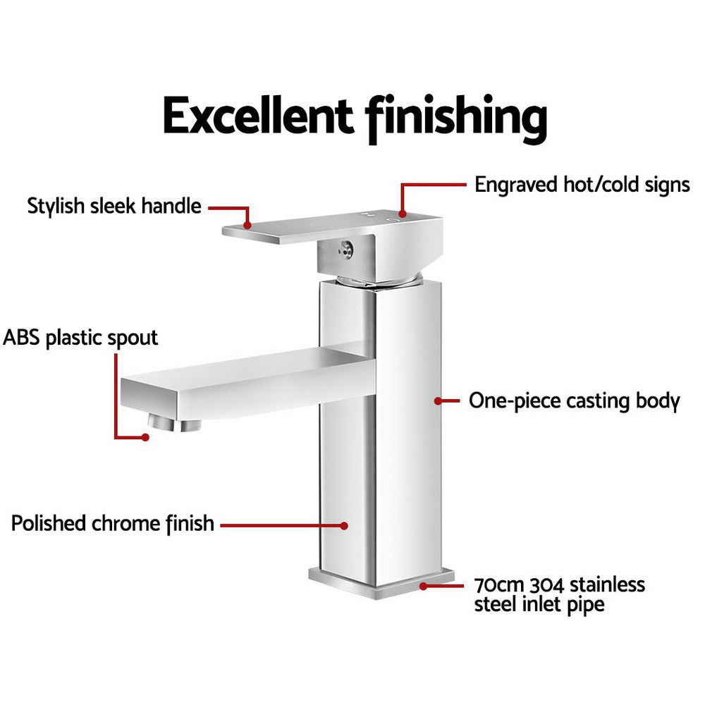 Cefito Square Basin Mixer Tap Chrome Silver