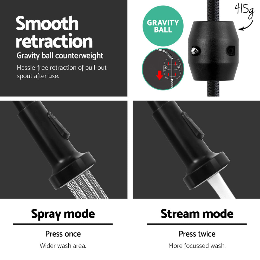 Cefito Norman Kitchen Mixer Tap Pull Down 2 Modes Black