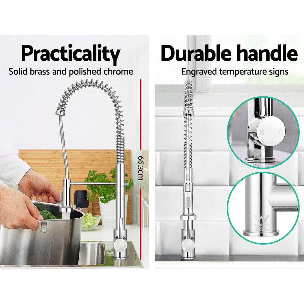 Cefito Pull-Down Kitchen Mixer Tap Chrome Gooseneck 2 Modes