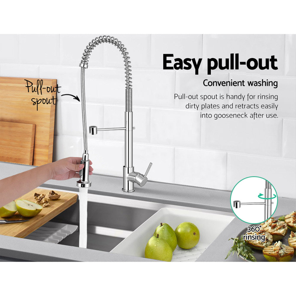 Cefito Pull-Down Kitchen Mixer Tap Chrome Gooseneck 2 Modes