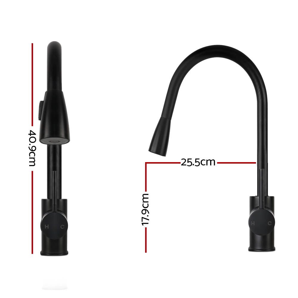 Cefito Kitchen Mixer Tap Pull-Out Black Gooseneck