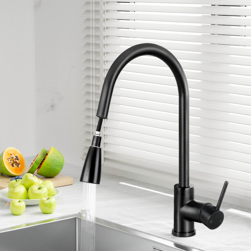 Cefito Kitchen Mixer Tap Pull-Out Black Gooseneck