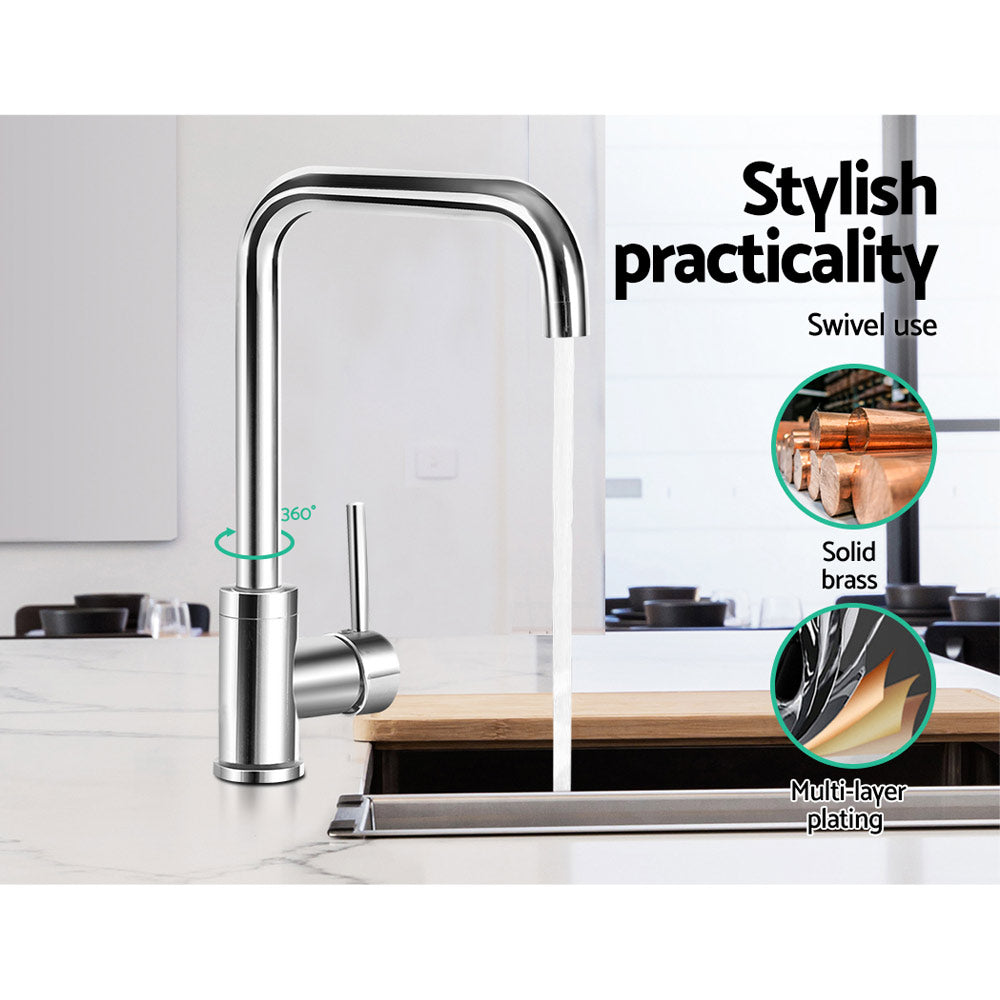 Cefito Kitchen Mixer Tap Chrome Gooseneck Swivel Basin Faucet