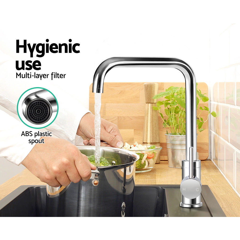 Cefito Kitchen Mixer Tap Chrome Gooseneck Swivel Basin Faucet