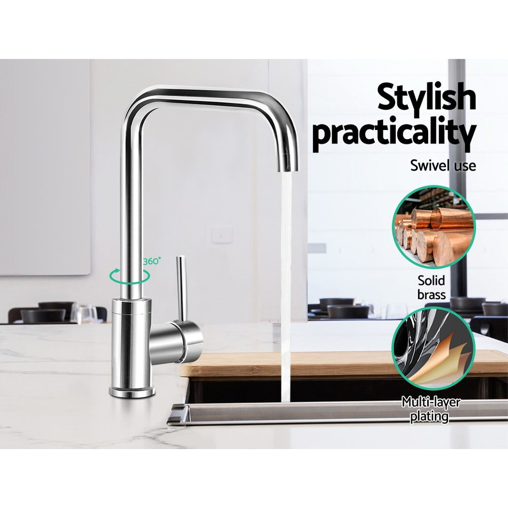 Cefito Kitchen Mixer Tap Chrome Gooseneck Swivel Basin Faucet
