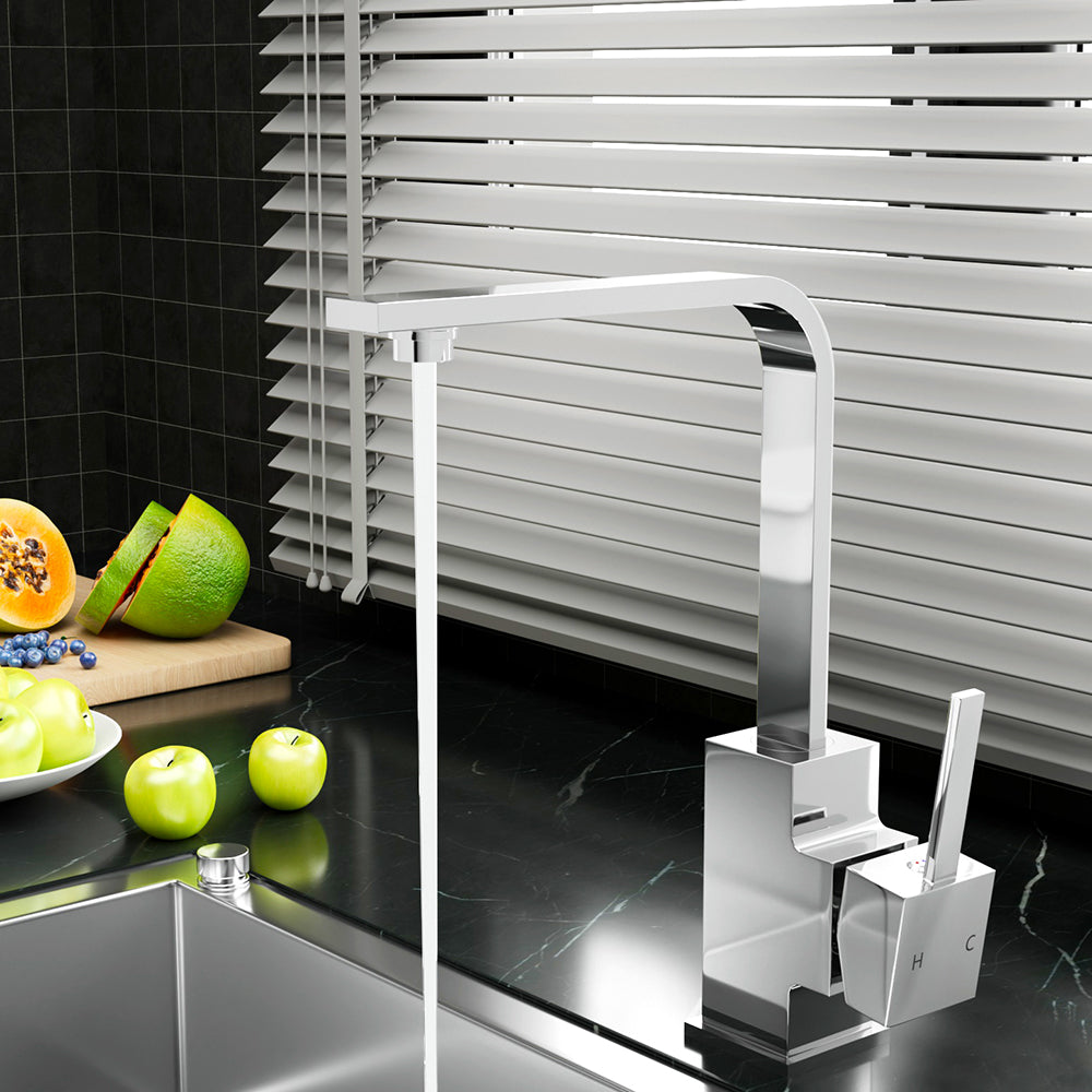 Cefito Kitchen Mixer Tap Chrome Square Swivel Basin Faucet