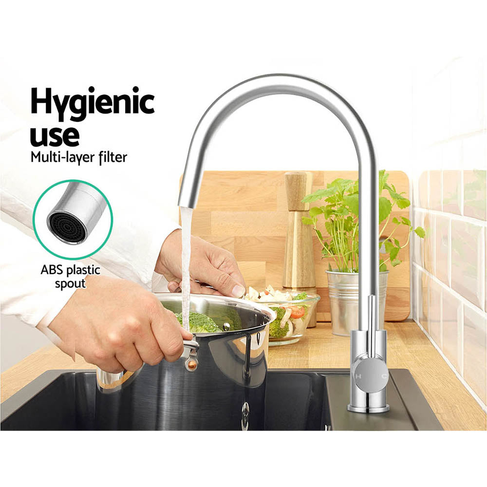 Cefito Kitchen Mixer Tap Chrome Gooseneck Swivel
